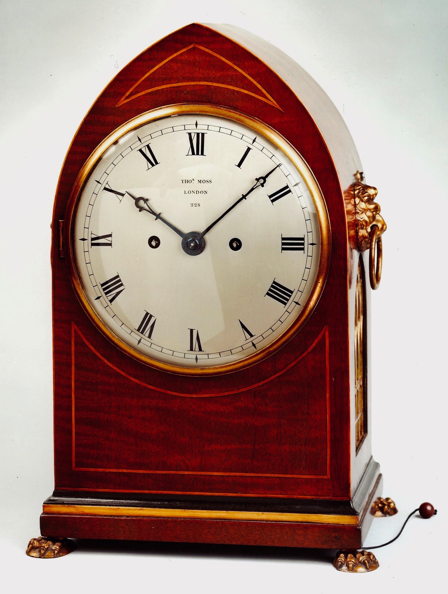 19TH CENTURY ANTIQUE REGENCY MAHOGANY BRACKET CLOCK BY THOMAS MOSS OF LONDON